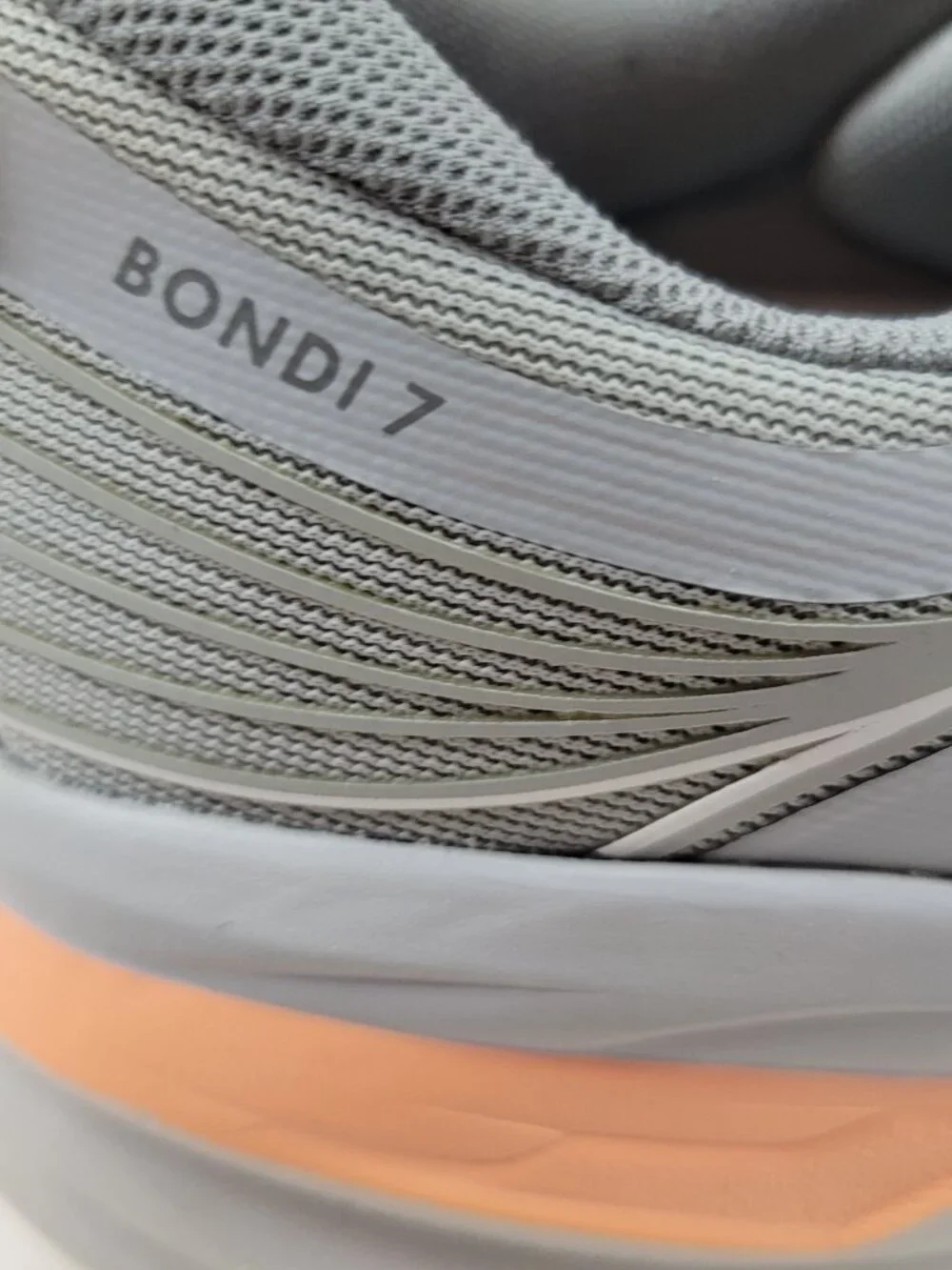 Hoka One One Bondi 7 Running Shoes Womens 11 Gray Orange Sneakers Sharkskin - Picture 9 of 14